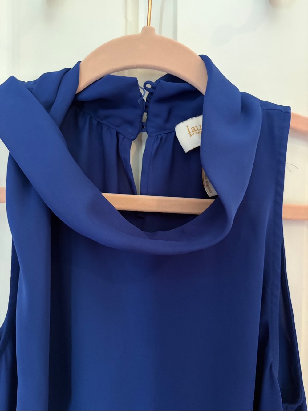 Laundry By Shelli Segal Cobalt Blue Scarf-Neck top